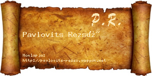 Pavlovits Rezső névjegykártya